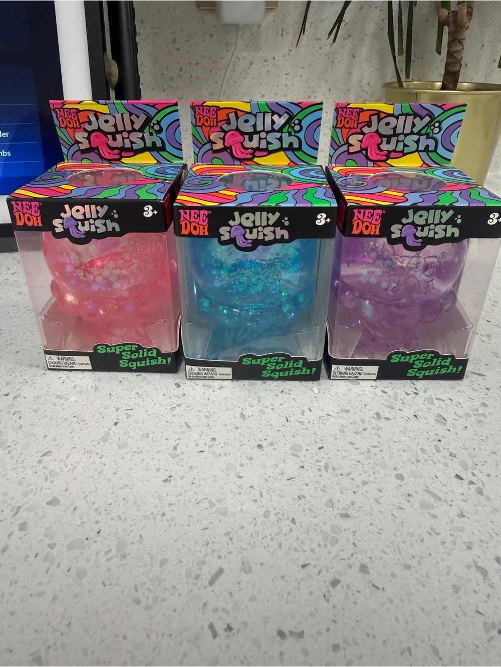 Nee Doh Jelly Squish Pink Purple Blue